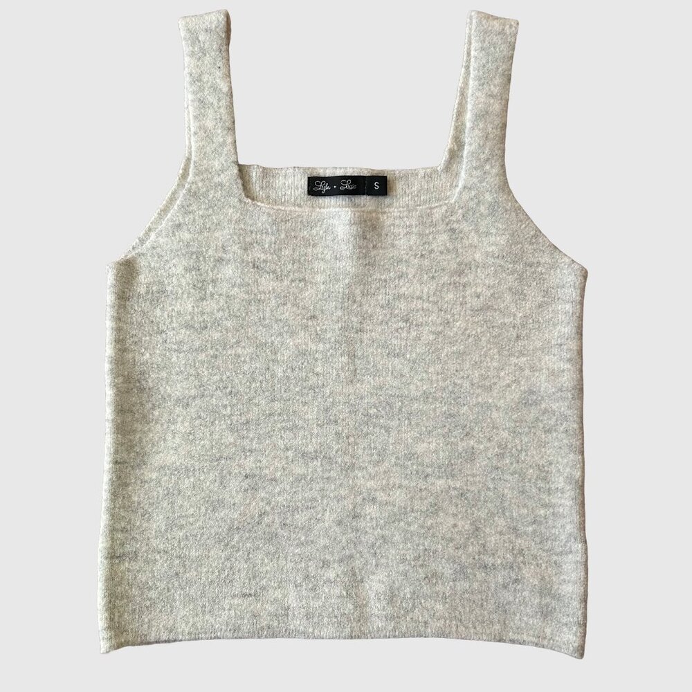 Lyla & Luxe Women's Melange Knit Tank Top - Light Grey - US S